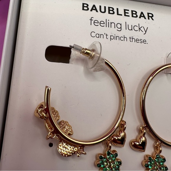 BaubleBar Feeling Lucky St. Patrick’s Day hoop earrings  NIB - Picture 3 of 5